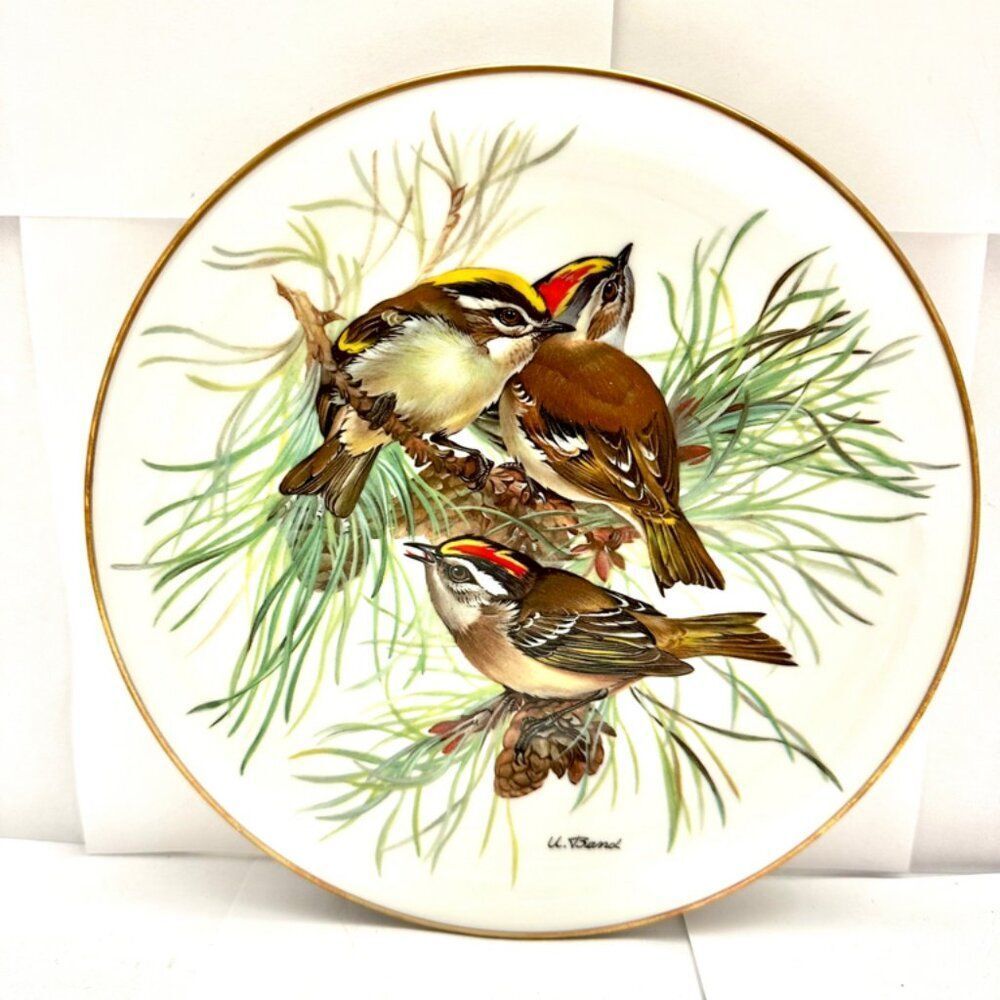 Europäische Singvögel von Ursula Band, Sommergoldhähnchen/Firecrest PLATE w/ COA
